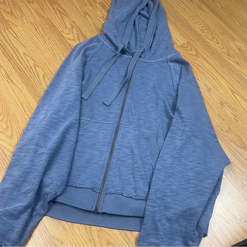 PINK Victoria's Secret Faded Blue Zip Hoodie with Gold Zipper